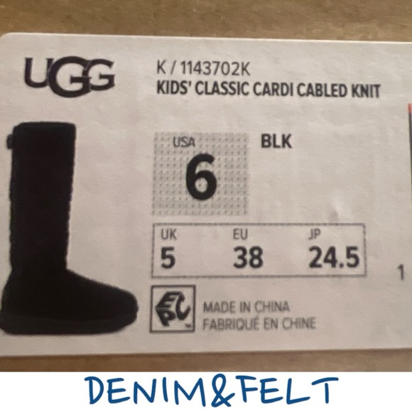 UGG Classic Cardi Cabled Knit Tall Boots (Big Kid) | Color: Black | NEW/NIB!!🖤 - Picture 14 of 14